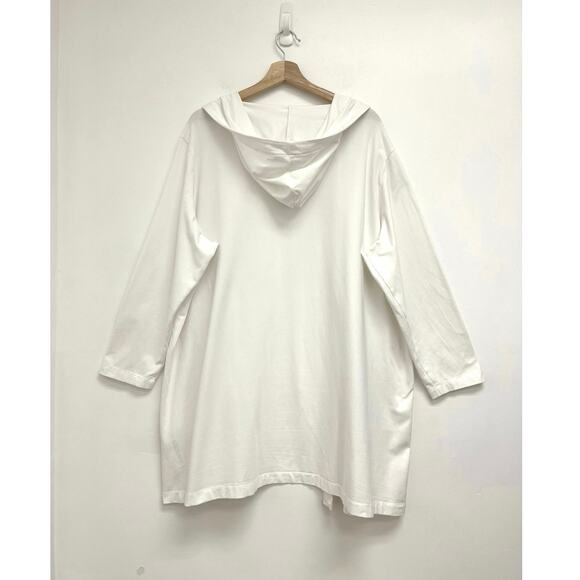 Eileen Fisher Coastal Organic Cotton Hooded Open Front Lightweight Sweatshirt 2X - Picture 2 of 9